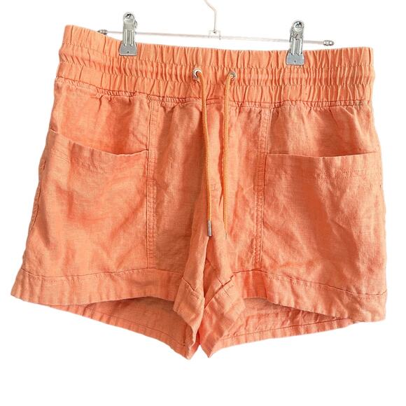 ATHLETA | Cabo Peach Coral Linen Cuff Leg Shorts Pull-on | Size 10 - Picture 1 of 5